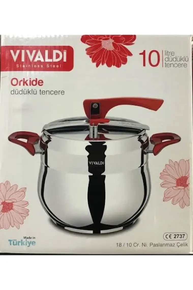 Vivaldi Düdüklü Tencere 10 Litre 304 Çelik Sağlam Emniyetli