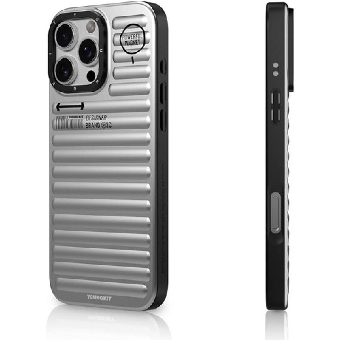 YoungKit iPhone 16 Pro Max Magsafe Şarj Özellikli Kılıf Mat Renkli Tasarım Youngkit Original Serisi Gümüş