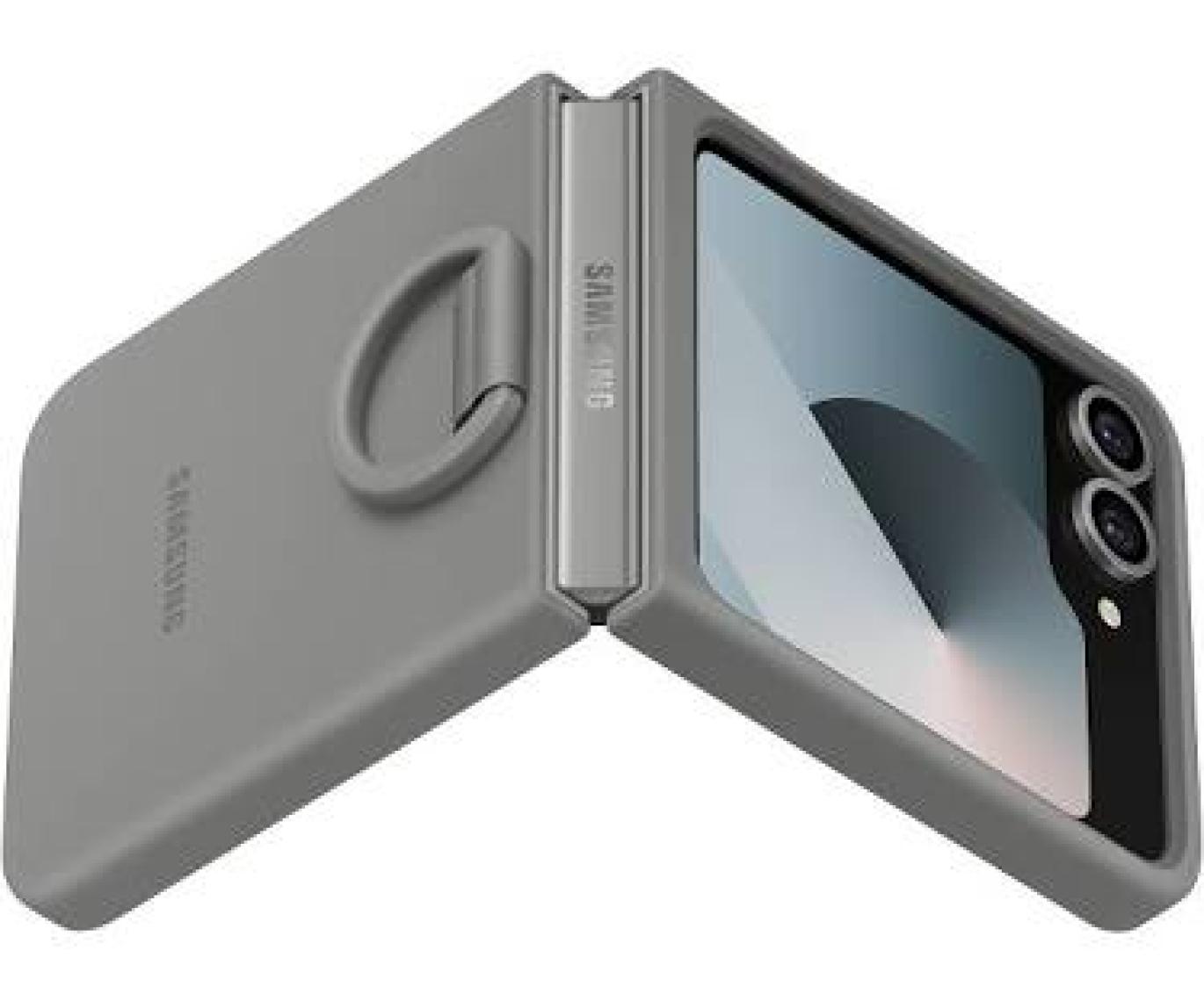 Samsung Galaxy Flip6 Yüzüklü Slikon Kılıf -  Gri