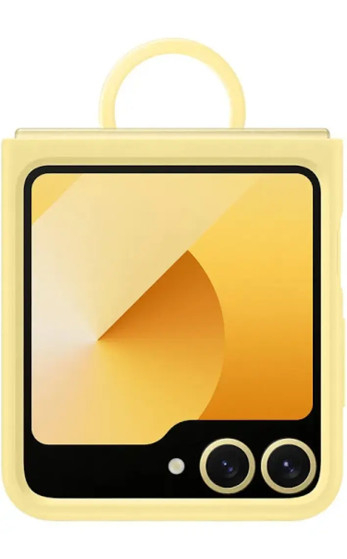Samsung Galaxy Flip6 Yüzüklü Slikon Kılıf -  Sarı