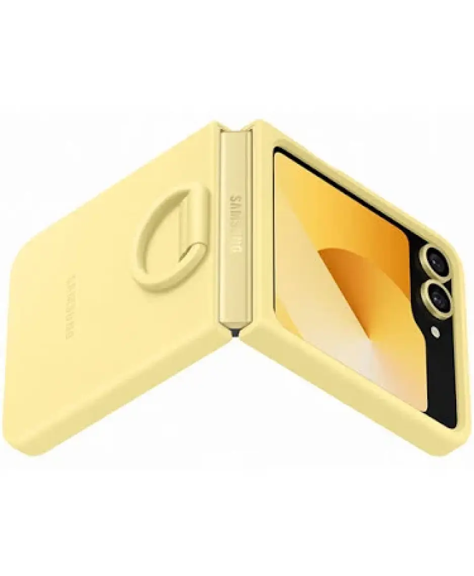 Samsung Galaxy Flip6 Yüzüklü Slikon Kılıf -  Sarı