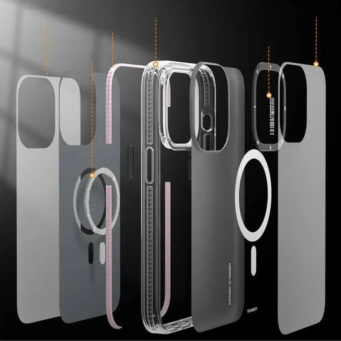 YoungKit Apple iPhone 14 Pro Kılıf Magsafe Şarj Özellikli Youngkit Jane Sand Serisi Kapak