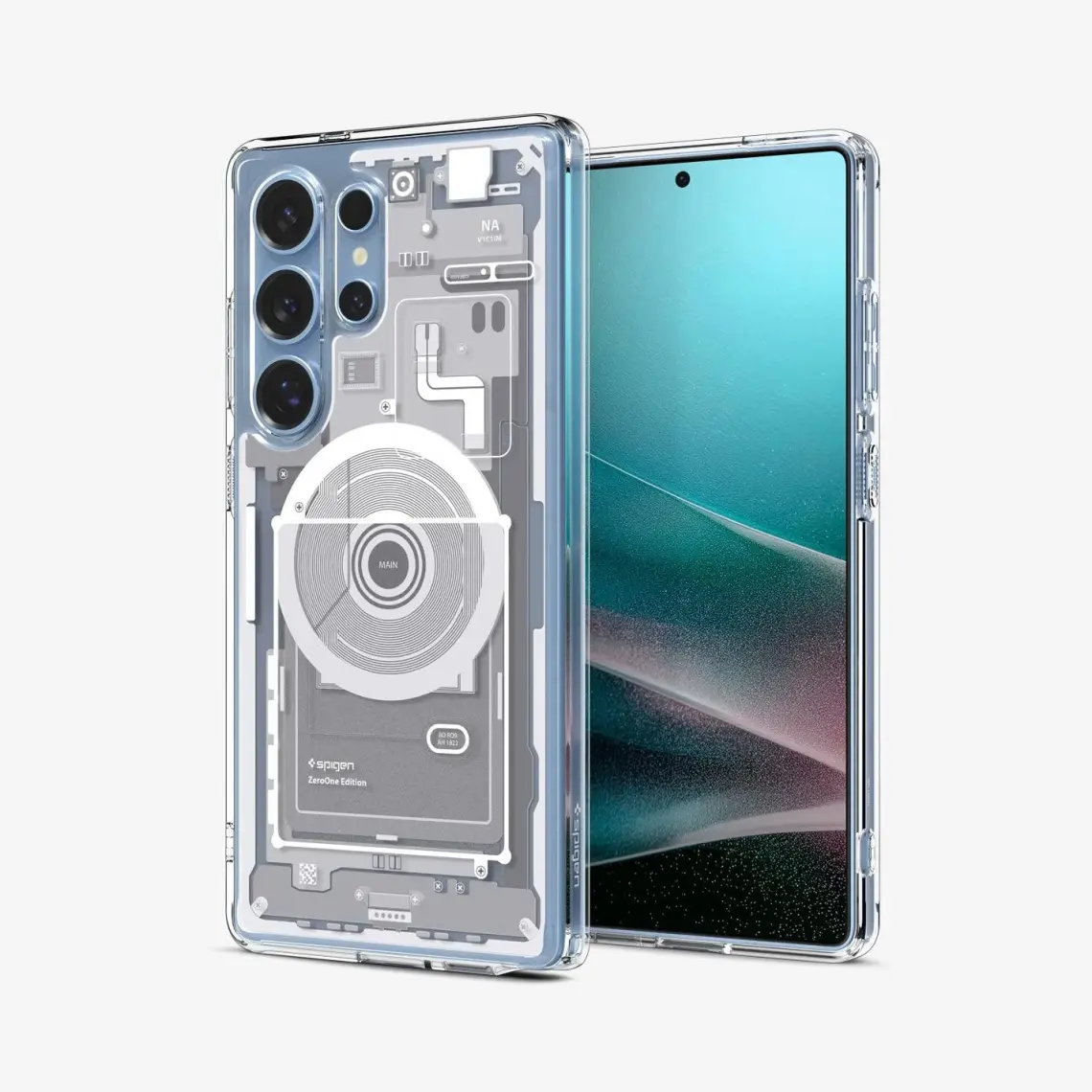 Spigen Galaxy S25 Plus ince Kılıf Ultra Hybrid Sararma Karşıtı DuraClear™ Hava Kanalı Teknolojisi™ Askeri Sınıf Koruma MagFit özellikli Zero One White Tasarım Kapak - ACS08983