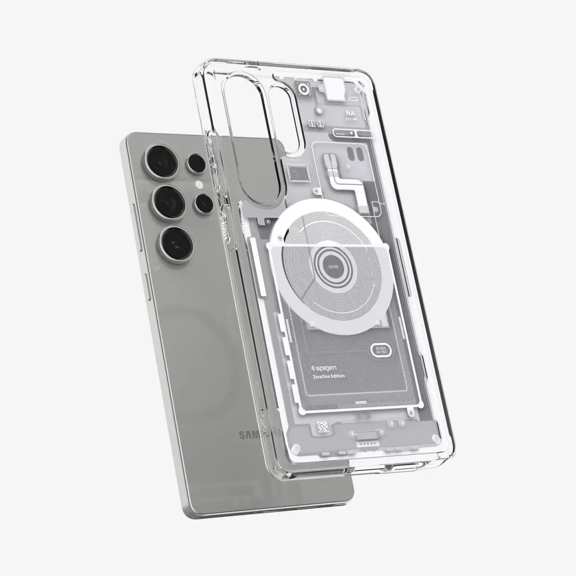 Spigen Galaxy S25 Plus ince Kılıf Ultra Hybrid Sararma Karşıtı DuraClear™ Hava Kanalı Teknolojisi™ Askeri Sınıf Koruma MagFit özellikli Zero One White Tasarım Kapak - ACS08983