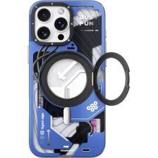 YoungKit iPhone 16 Pro Max Uyumlu Kılıf Magsafe Şarj Özellikli Youngkit 360° Standlı Starship Serisi Mavi