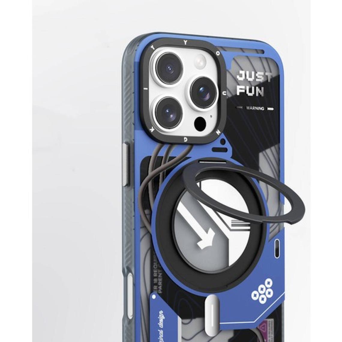 YoungKit iPhone 16 Pro Max Uyumlu Kılıf Magsafe Şarj Özellikli Youngkit 360° Standlı Starship Serisi Mavi