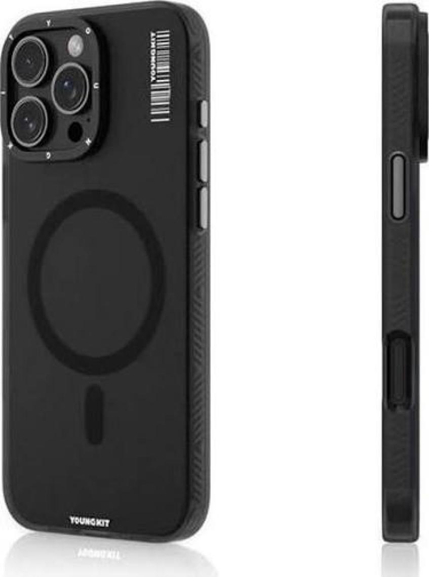 YoungKit Apple iPhone 16 Pro Max Uyumlu Kılıf Magsafe Şarj Özellikli Hidden Sand Serisi Kapak Siyah