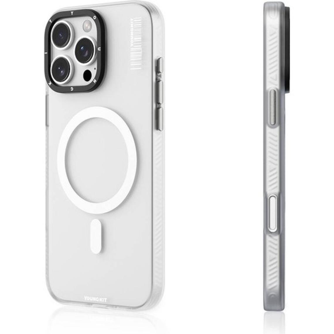 YoungKit Apple iPhone 16 Pro Max Uyumlu Kılıf Magsafe Şarj Özellikli Hidden Sand Serisi Kapak Beyaz