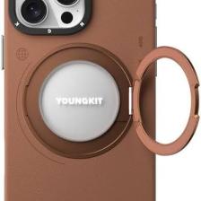 YoungKit iPhone 16 Pro Max Kılıf Magsafe Özellikli 360 Standlı Deri Desenli Youngkit Tech Leather Serisi