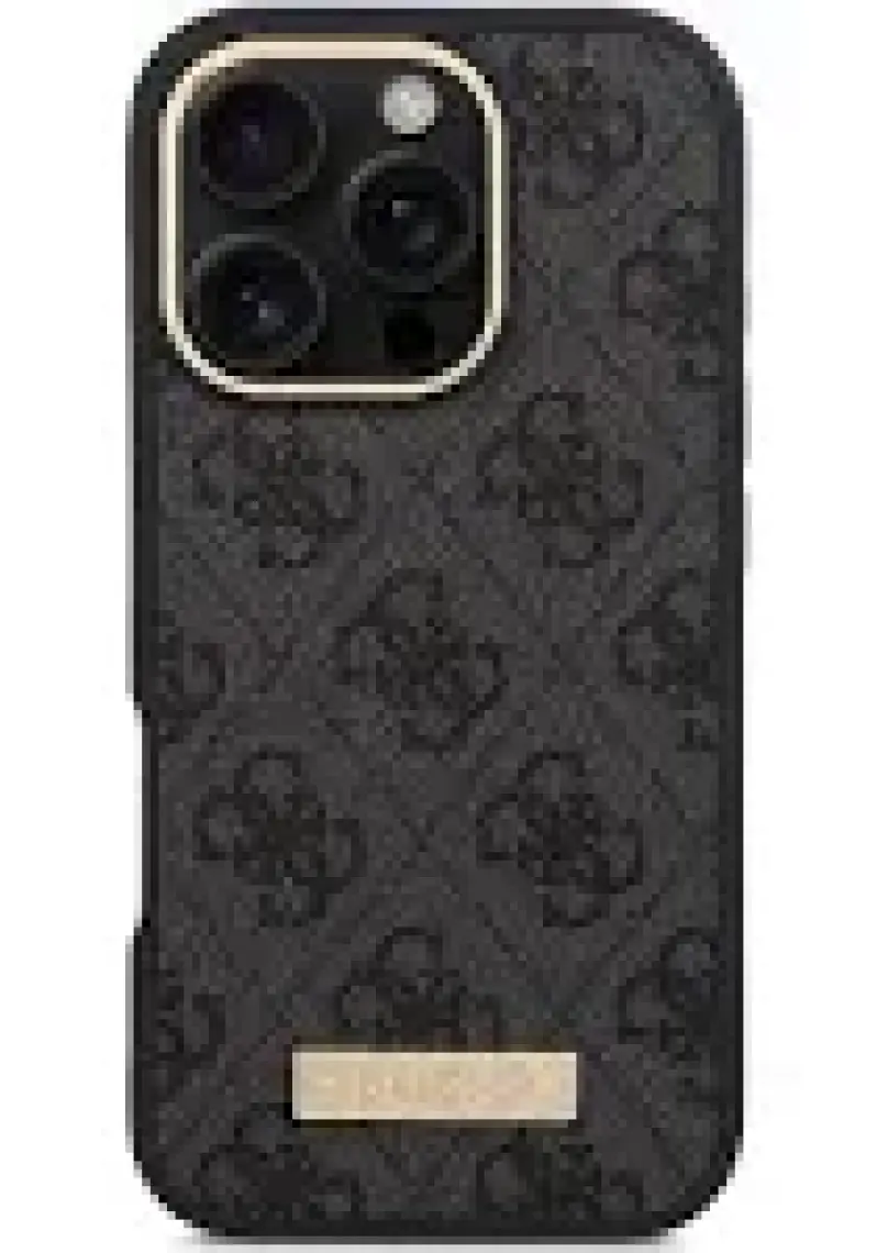 Guess Apple iPhone 16 Pro Max Kılıf Guess Orjinal Lisanslı Magsafe Özellik 4g Desen Pu Metal Klasik Logolu Siyah
