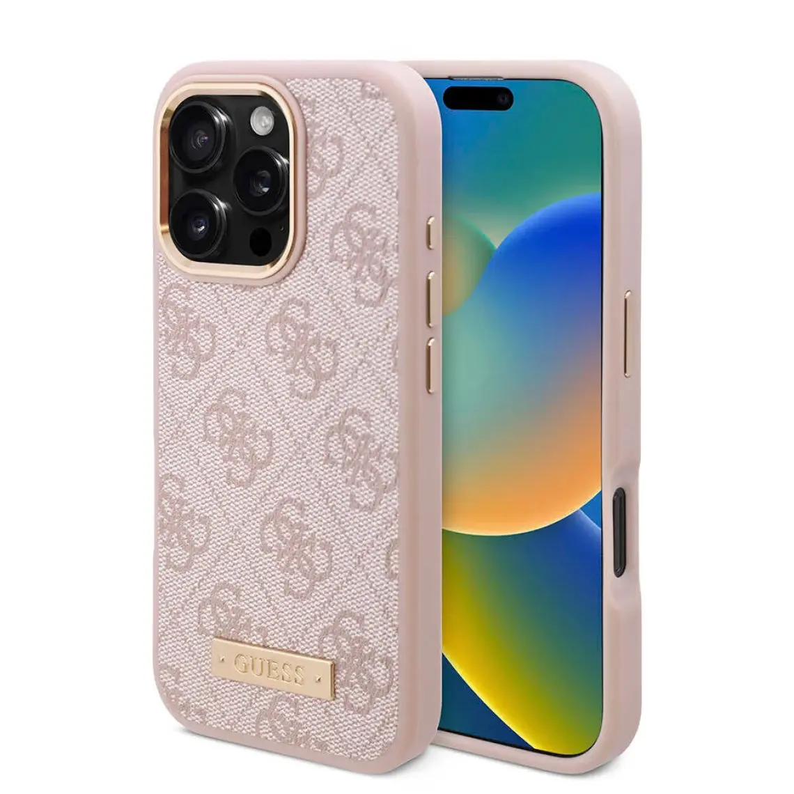 Guess Apple iPhone 16 Pro Max Kılıf Guess Orjinal Lisanslı Magsafe Özellik 4g Desen Pu Metal Klasik Logolu Siyah