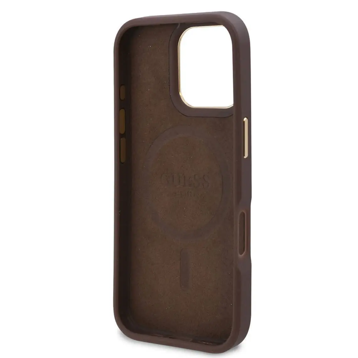 Guess Apple iPhone 16 Pro Max Kılıf Guess Orjinal Lisanslı Magsafe Özellik 4g Desen Pu Metal Klasik Logolu Siyah