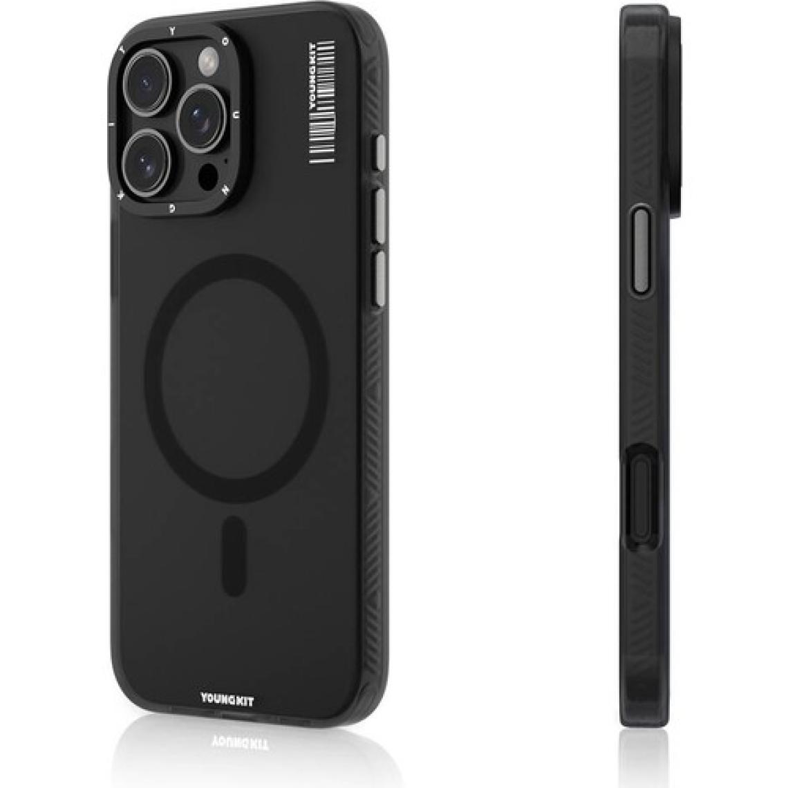 YoungKit Apple iPhone 16 Pro Uyumlu Kılıf Magsafe Şarj Özellikli Hidden Sand Serisi Kapak Siyah