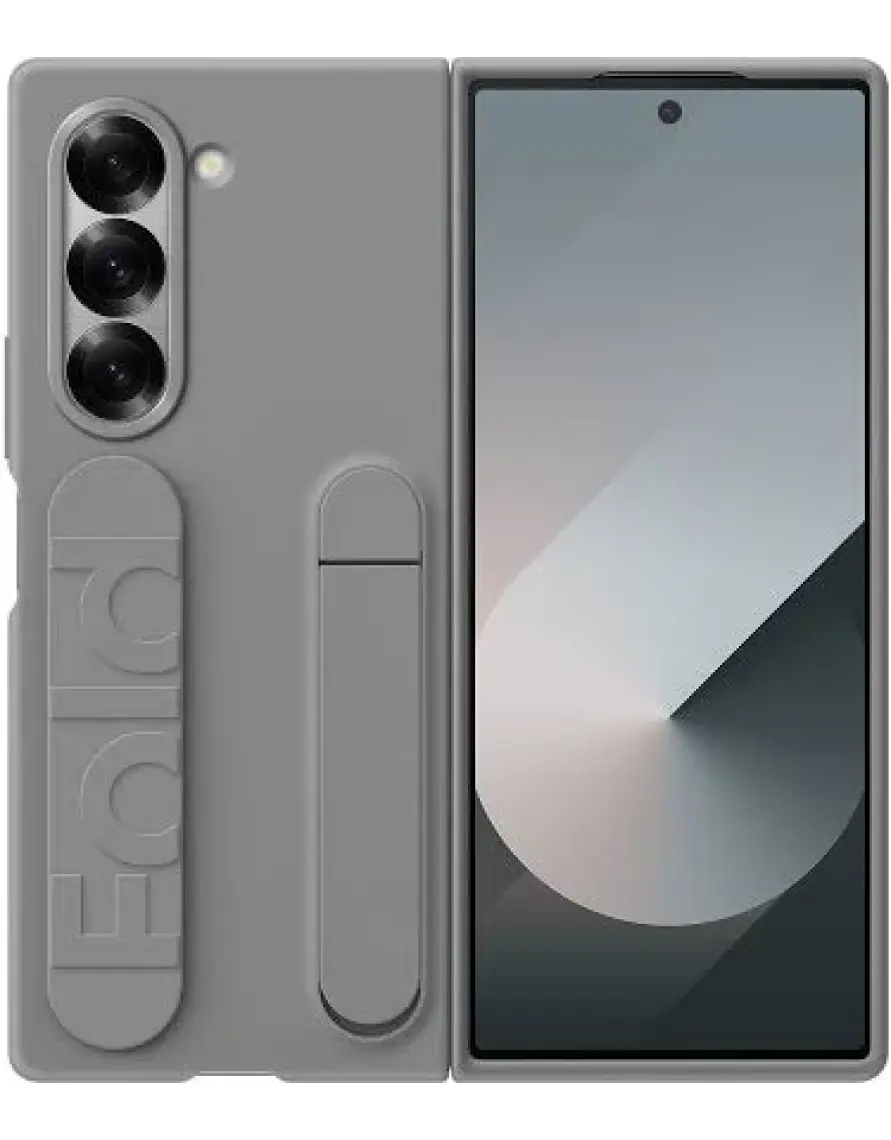 Samsung Galaxy Fold6 Standlı Silikon Kılıf - Gri