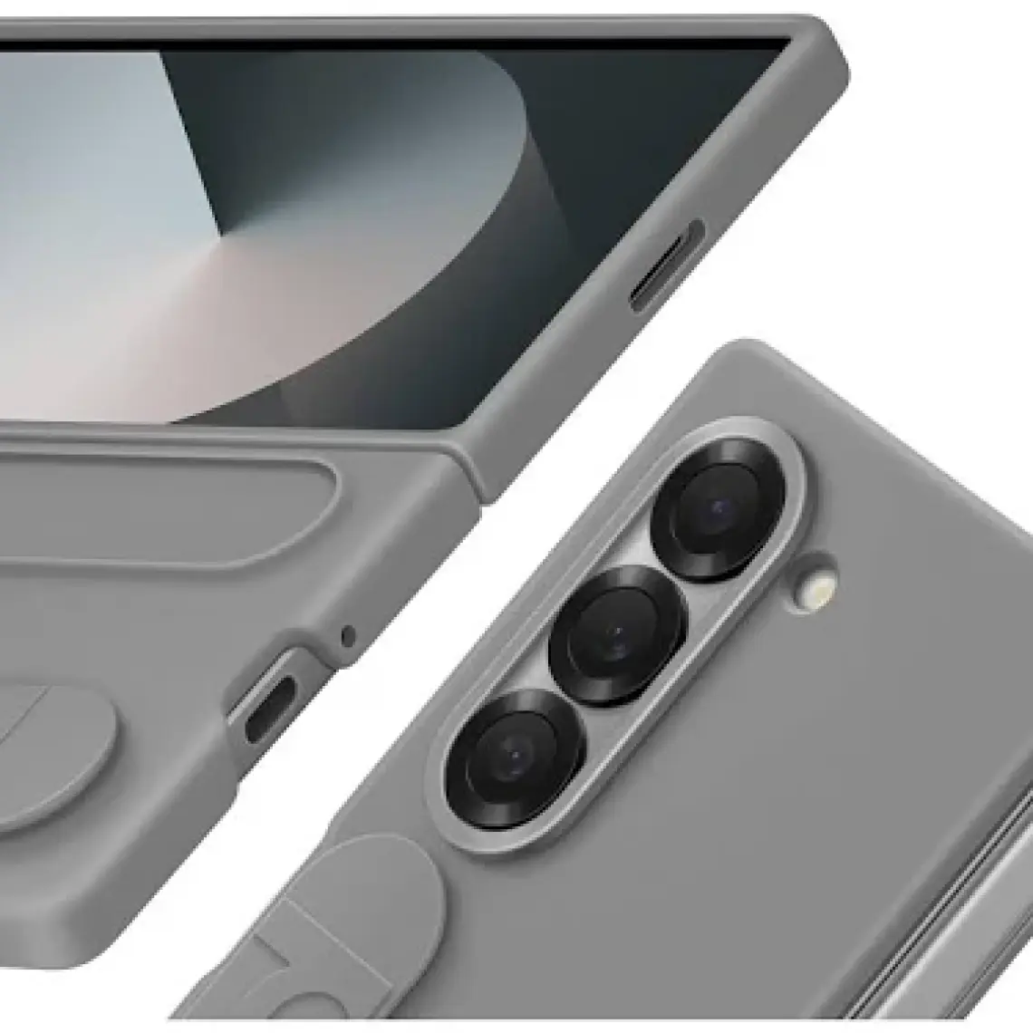 Samsung Galaxy Fold6 Standlı Silikon Kılıf - Gri