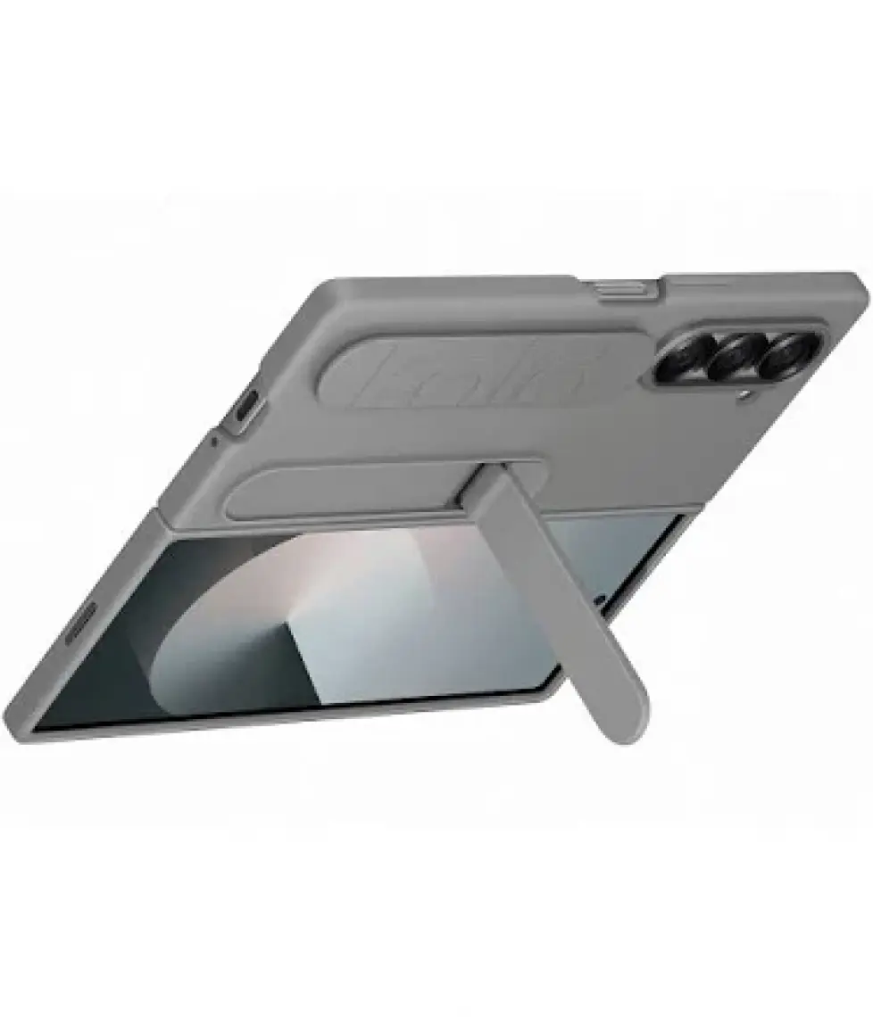 Samsung Galaxy Fold6 Standlı Silikon Kılıf - Gri