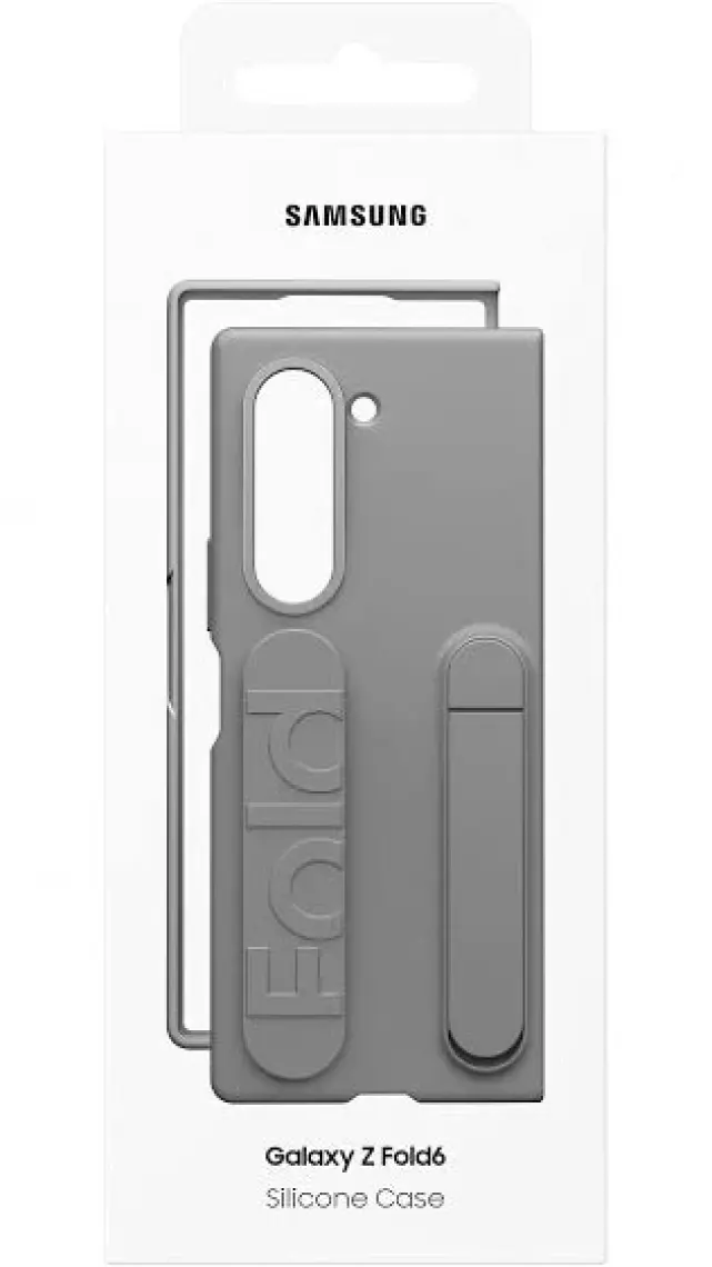 Samsung Galaxy Fold6 Standlı Silikon Kılıf - Gri