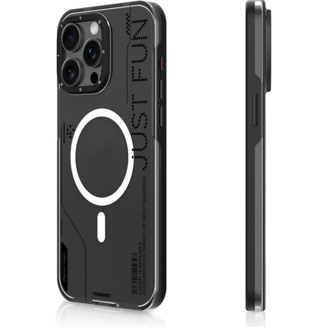 YoungKit iPhone 16 Pro Max Uyumlu Kılıf Magsafe Şarj Özellikli Çıkarılabilir Arka Yüzey Mecha Siyah