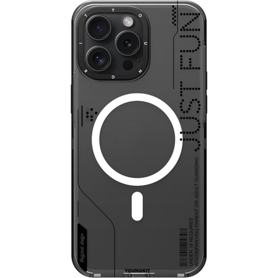 YoungKit iPhone 16 Pro Max Uyumlu Kılıf Magsafe Şarj Özellikli Çıkarılabilir Arka Yüzey Mecha Siyah