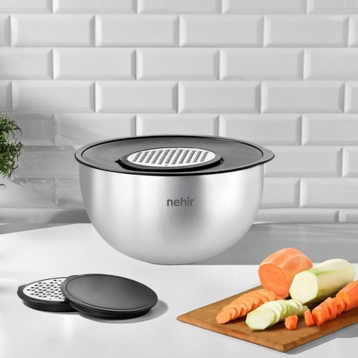 Nehir Silver Çelik 5 Parça 24 Cm Rendeli Karıştırma Kabı
