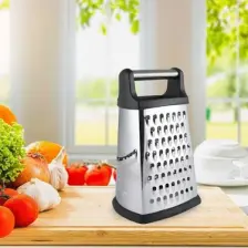Fecra 24 cm Paslanmaz Çelik Mutfak Rendesi - 4 Yönlü, Endüstriyel Kullanıma Uygun, Kaymaz Silikon Tabanlı, Gümüş