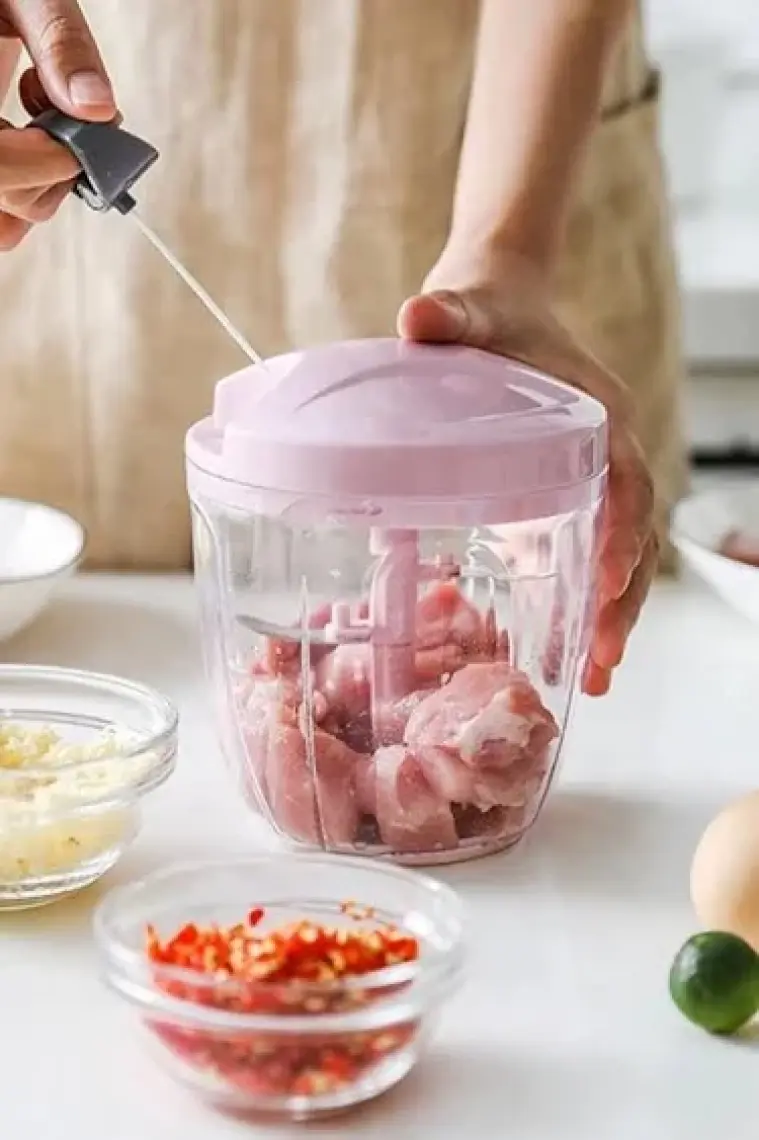 Berdina Home Pratik Ipli El Rondosu 5 Çelik Bıçaklı Büyük Boy Sebze Meyve Et Soğan Doğrayıcı Blender Rende Mavi
