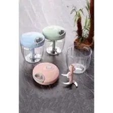 Berdina Home Pratik Ipli El Rondosu 5 Çelik Bıçaklı Büyük Boy Sebze Meyve Et Soğan Doğrayıcı Blender Rende Mavi