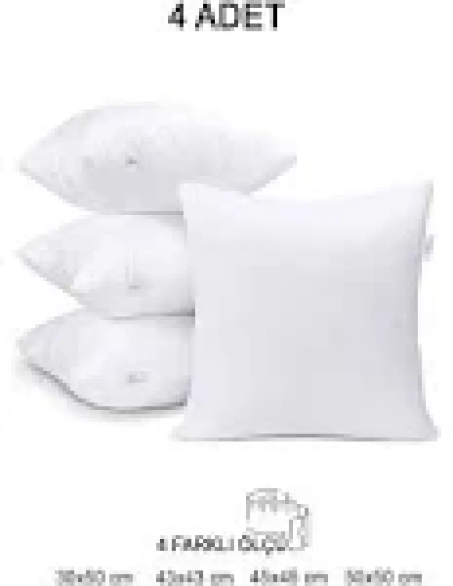Vionel Home 4 Adet Premium Kare Kırlent Iç Yastık Elyaf Dolgulu Oyuncu Koltuk Yastığı, 30 x 50