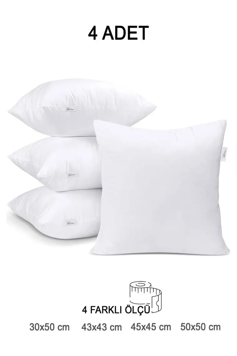 Vionel Home 4 Adet Premium Kare Kırlent Iç Yastık Elyaf Dolgulu Oyuncu Koltuk Yastığı, 30 x 50