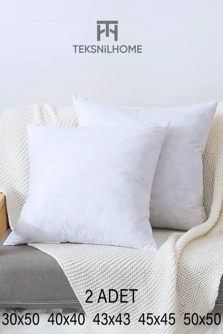 Teksnil Home | 2 Adet Kırlent Iç Yasıtk | Boncuk Silikon | 5 Ebat | Premıum | Koltuk Dekor Yastığı 45x45