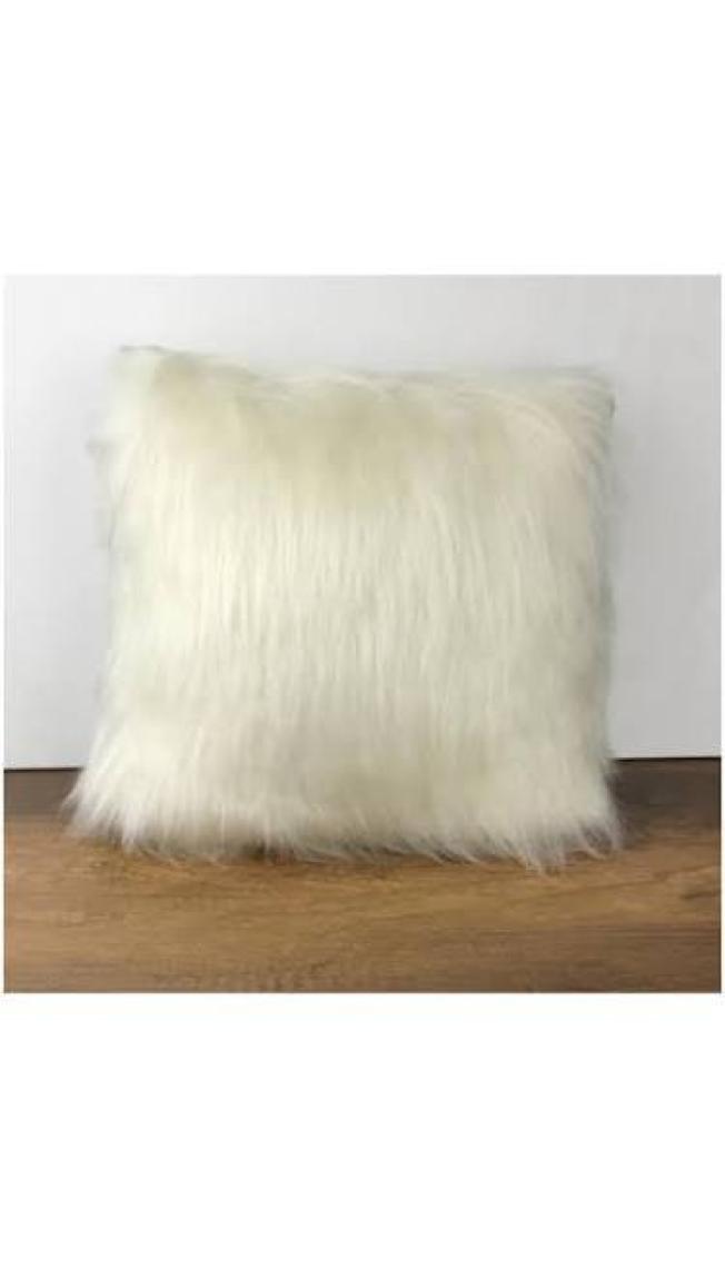 Cango Home Peluş Kırık Beyaz Renkli Yastık Kırlent Kılıfı Uzun Tüylü
