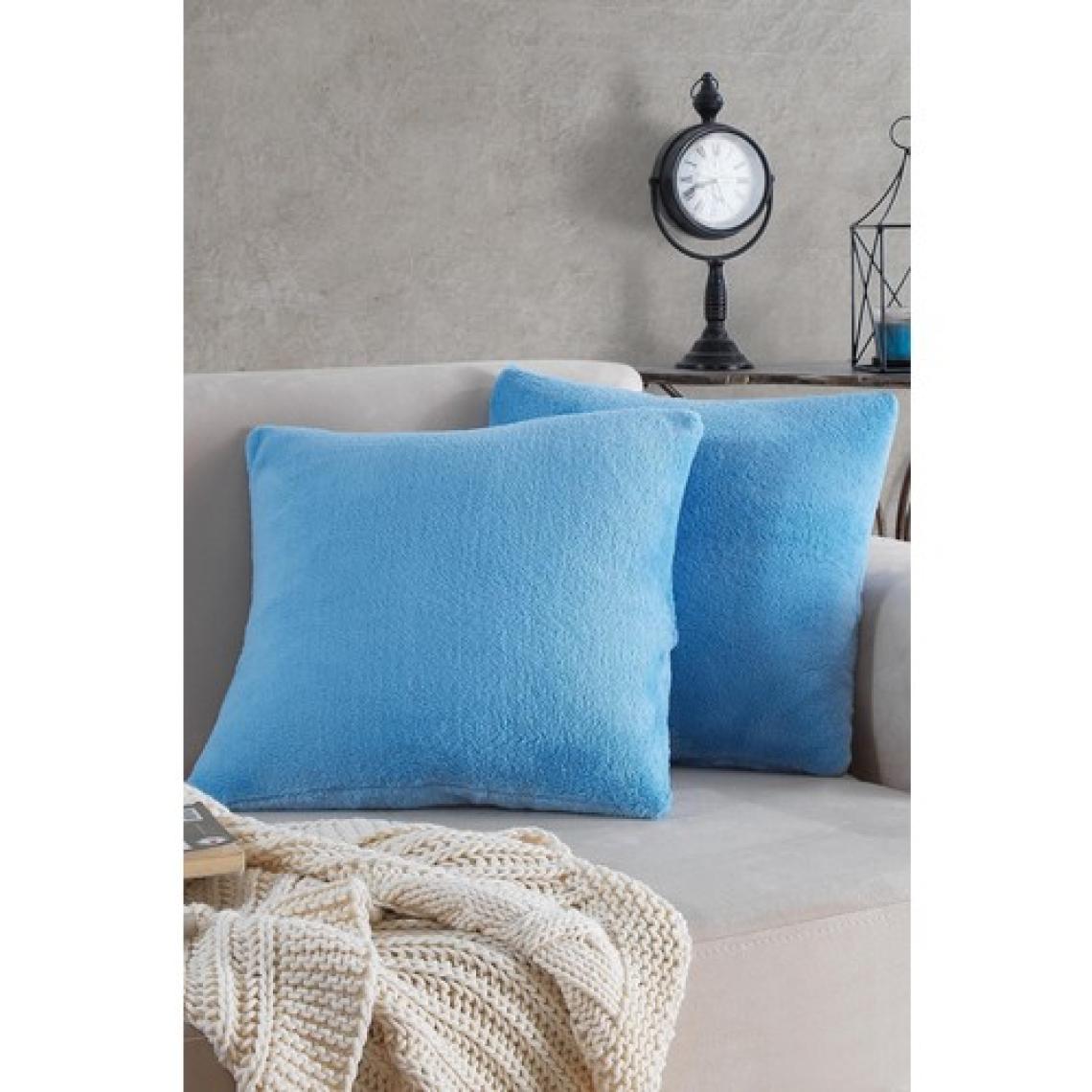 MaisonArt Sofa | 2 Adet Mavi Renk Welsoft Kırlent Kılıfı Yastık Kılıfı 44 x 44 cm