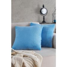 MaisonArt Sofa | 2 Adet Mavi Renk Welsoft Kırlent Kılıfı Yastık Kılıfı 44 x 44 cm