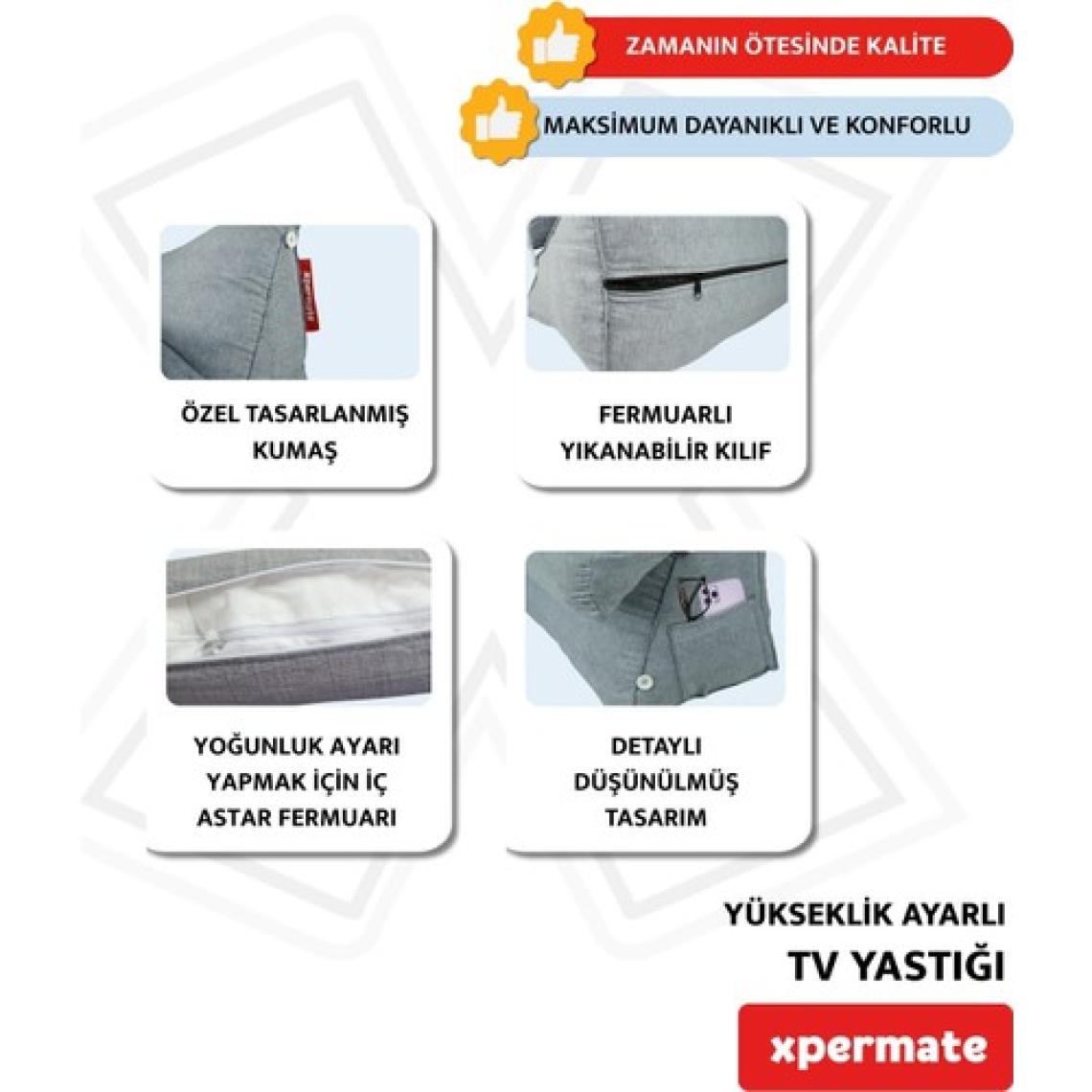 Xpermate Tv Yastığı Boyun Bel ve Sırt Destekli Yastık Ameliyat Sonrası Yastık Hasta Yastığı Gri