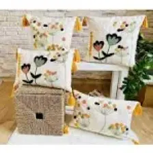 Swita Home Home Design 4'lü Kombin Punch Işlemeli Kırlent Kılıfı (Panç)