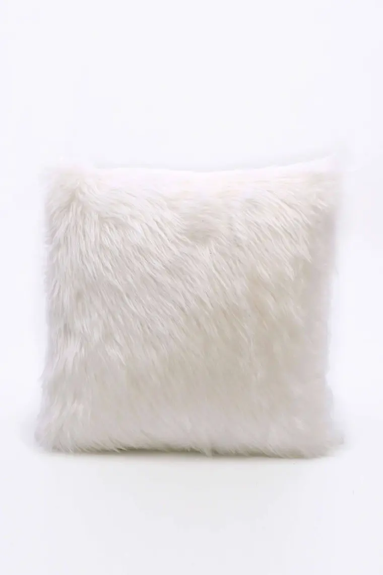 Cango Home Peluş Kırlent Kılıfı - Beyaz
