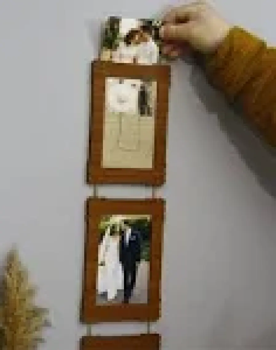 Hanem Grup Ahşap 3'lü 10X15 cm Ipli Fotoğraf Askılı Dikey