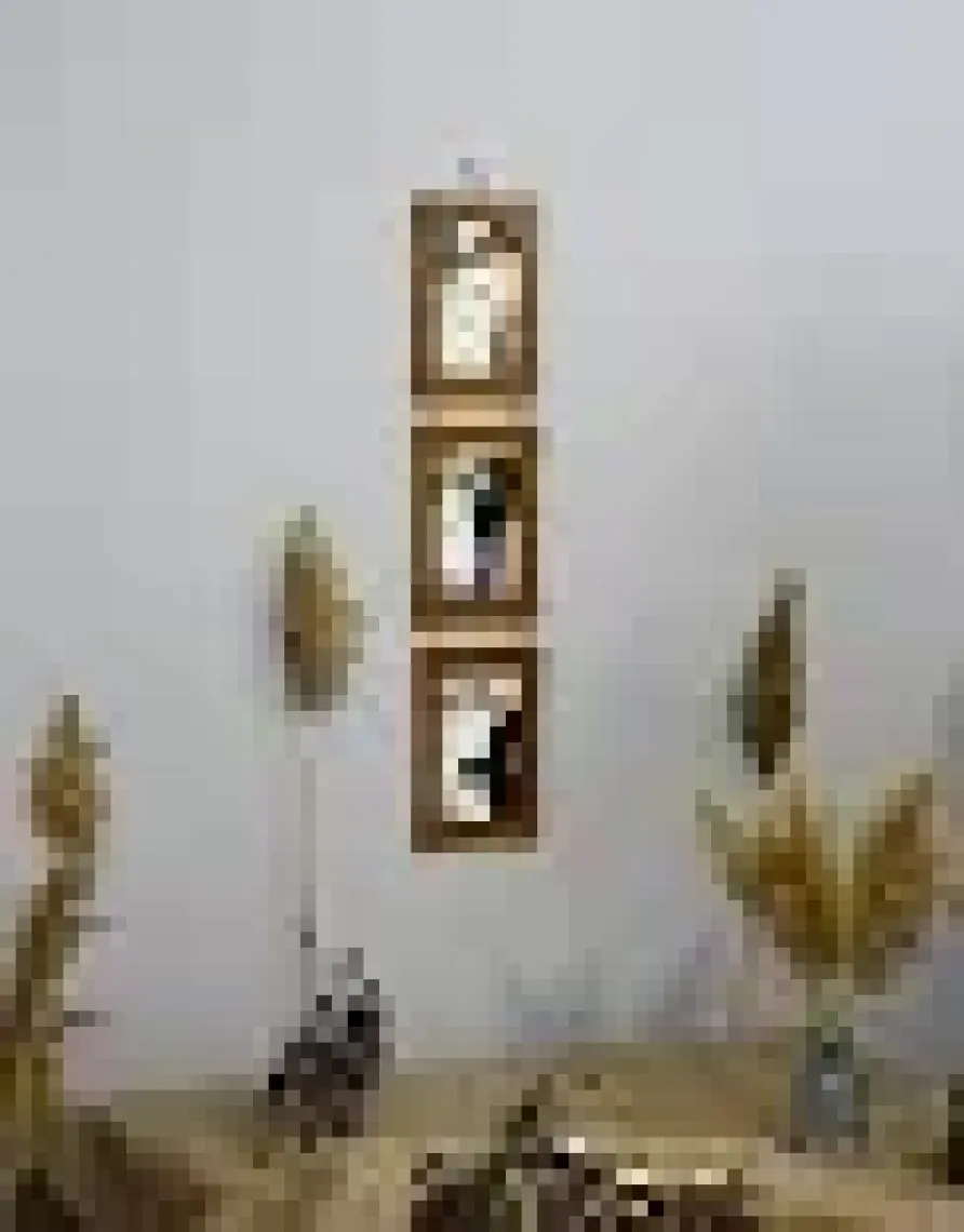 Hanem Grup Ahşap 3'lü 10X15 cm Ipli Fotoğraf Askılı Dikey