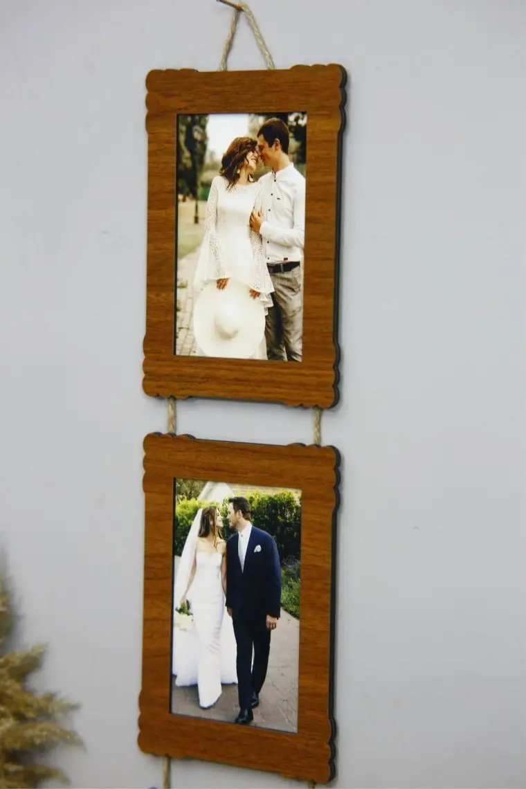 Hanem Grup Ahşap 3'lü 10X15 cm Ipli Fotoğraf Askılı Dikey