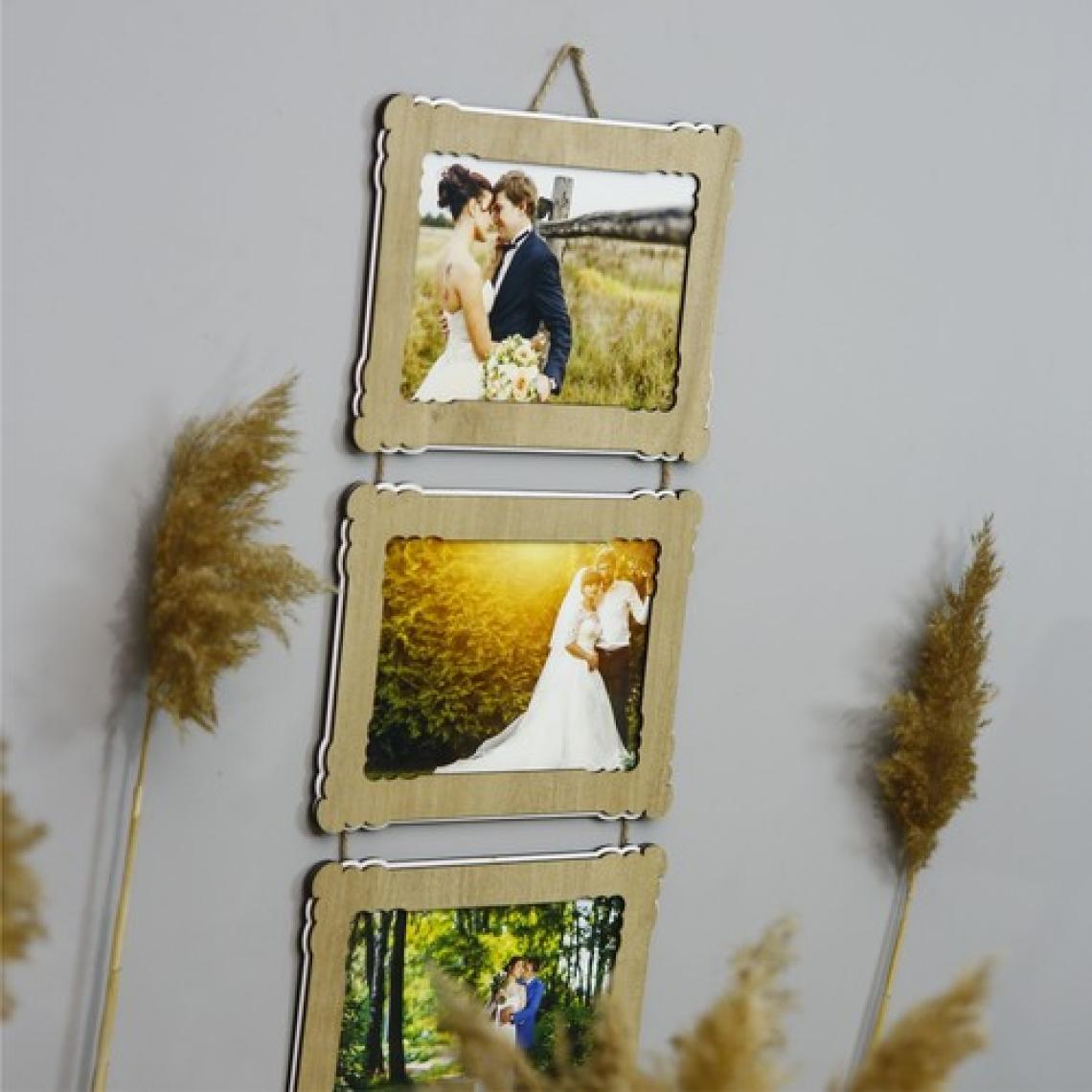 Hanem Grup Ahşap 3'lü 15X21 cm Ipli Fotoğraf Askılı Yatay