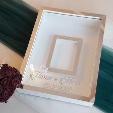 30x40 Cm Ledli Beyaz-gümüş Fotoğraf Bölümlü Tasarım Gül Kutusu Anı Çerçevesi! Ayna Çerçeve!