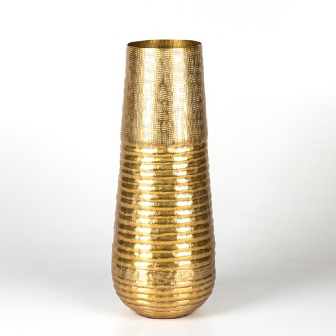 Herdekora Dekoratif Çekiçlenmiş Metal Vazo Gold 17X43X17 Cm.