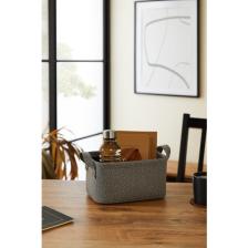 Ocean Home Textile Antrasit Dokulu Dolap İçi Çamaşır Oyuncak Düzenleyici Katlanır Saklama Sepeti Organizer 24x17x12 cm