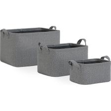 Ocean Home Textile 3'lü Set Dokulu Dolap İçi Çamaşır Çocuk Odası Oyuncak Düzenleyici Katlanır Saklama Sepeti Organizer