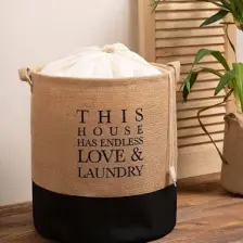 Ocean Home Textile Jüt Su Geçirmez Tabanlı Katlanır Kirli Çamaşır Dolap İçi Oyuncak Düzenleyici Saklama Sepeti 36x40 cm