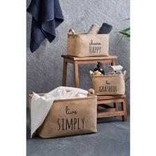 Ocean Home Textile 3'lü Set Jüt, Dolap İçi Çamaşır Çocuk Odası Oyuncak Düzenleyici Katlanır Saklama Sepeti Organizer