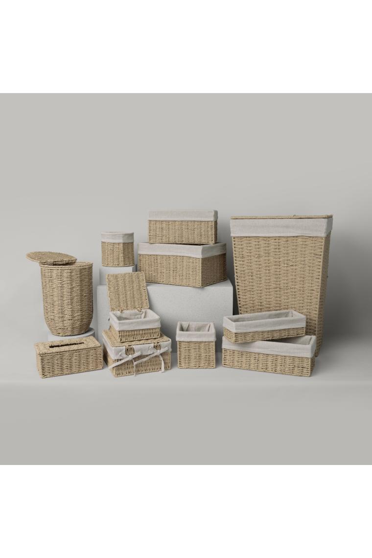 Linens Carry 17X17X9 cm Kapaklı Sepet Naturel