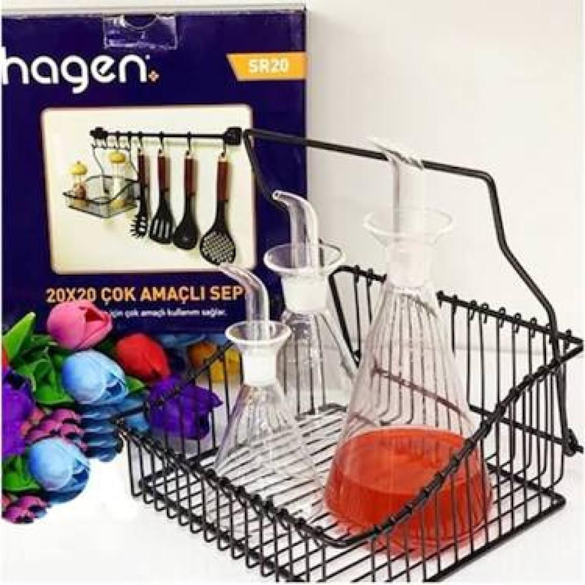 Hagen Siyah Metal Ferforje  Çok Amaçlı Sepet 20 x 30 cm
