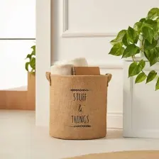 Ocean Home Textile Jüt Dolap İçi Çamaşır Çocuk Odası Oyuncak Düzenleyici Katlanır Saklama Sepeti Organizer 30x31 cm