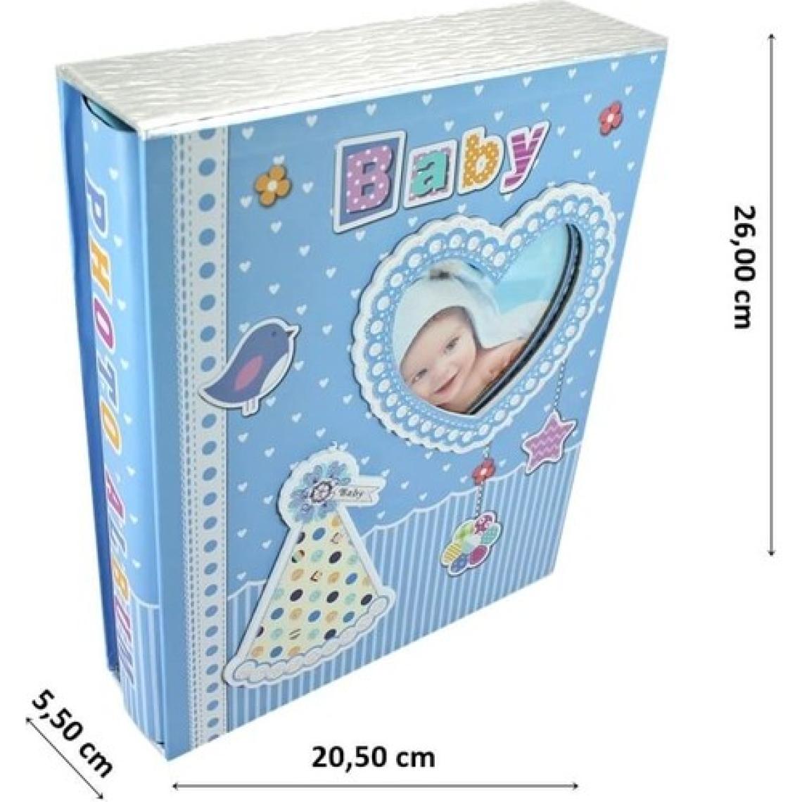 Süsle Bebek ve Parti Bebek Fotoğraf Albümü 200 Resimlik Kutulu, Kalp Çerçeveli - Mavi